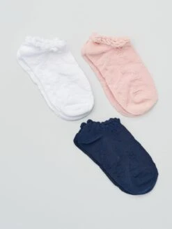 Kiabi -Kiabi 3 paires de chaussettes en maille bleublancrose act01 3 frb2