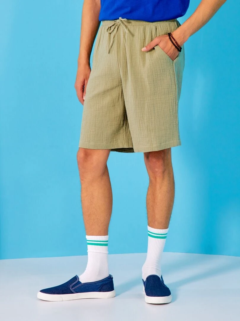 Bermuda En Gaze De Coton Uni 4 Bermuda En Gaze De Coton Uni – Image 2