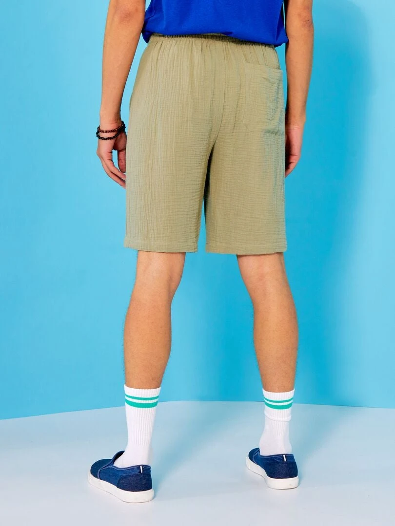 Bermuda En Gaze De Coton Uni 5 Bermuda En Gaze De Coton Uni – Image 3