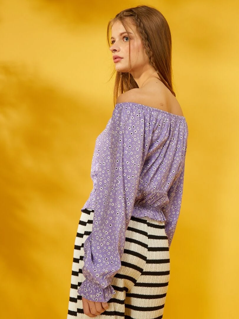 Blouse Fleurie à Encolure Bardot 6 Blouse Fleurie à Encolure Bardot – Image 4