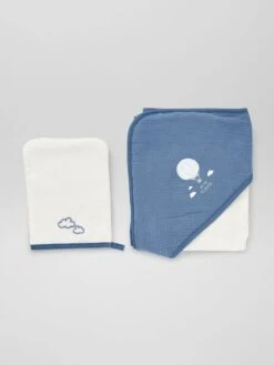 Cape De Bain + Gant De Toilette - 2 Pièces -Kiabi cape de bain gant de toilette 2 pieces bleublanc zr289 1 frb3
