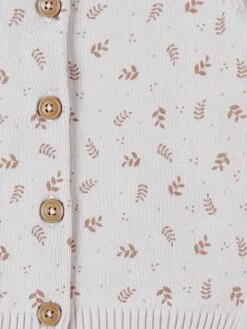 Cardigan Imprimé Végétal En Tricot Bio Fin, Beige/caramel