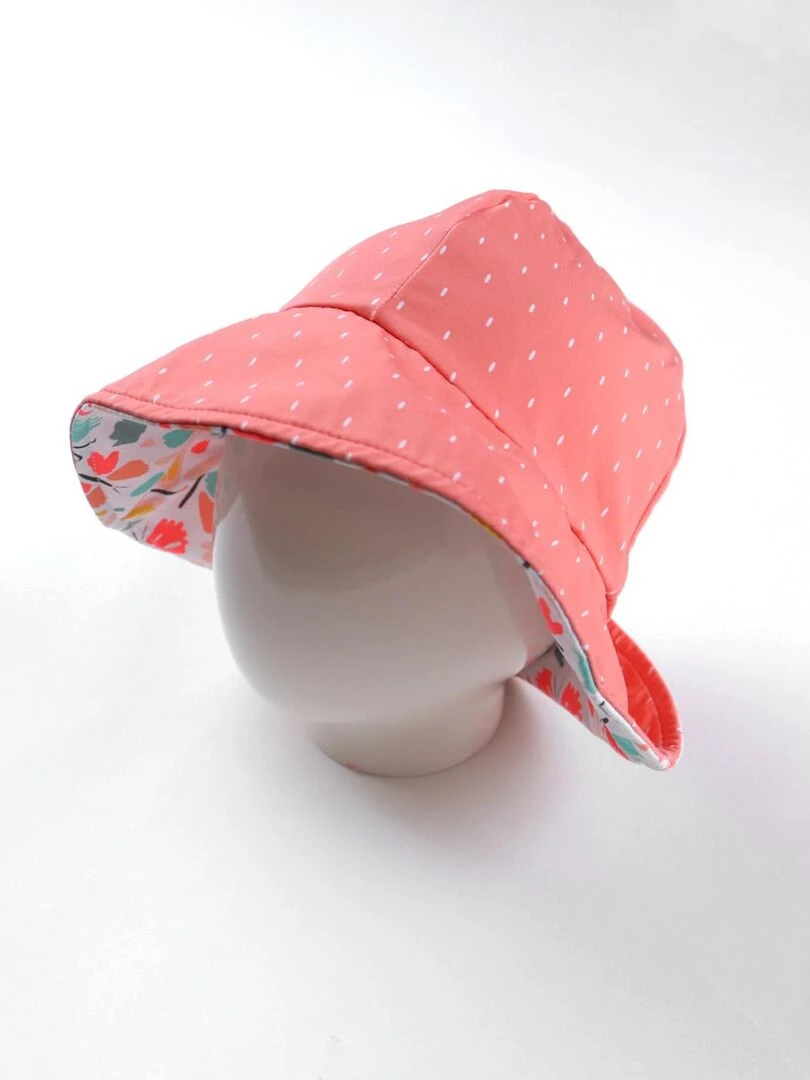 Chapeau Réversible à Imprimé Papillon, Multicolore/corail – Image 4