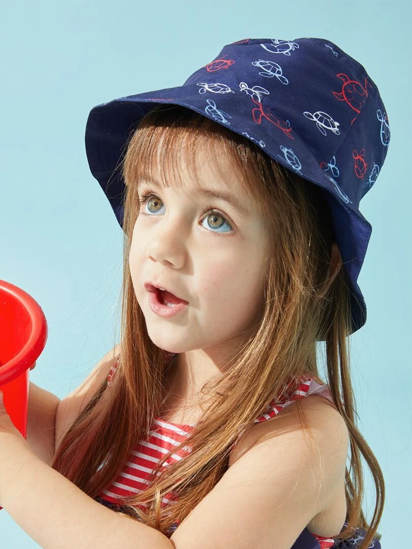 Chapeau Réversible à Imprimé Tortue, Marine/rouge 4 Chapeau Réversible à Imprimé Tortue, Marine/rouge – Image 2