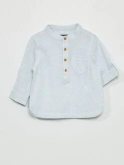 Chemise Col Mao En Lin -Kiabi chemise col mao en lin bleu clair zp055 1 frb5