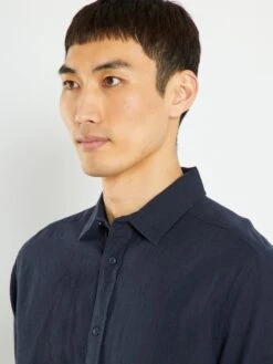 Chemise En Lin à Manches Courtes -Kiabi chemise en lin a manches courtes bleu marine zn079 1 frb5 1