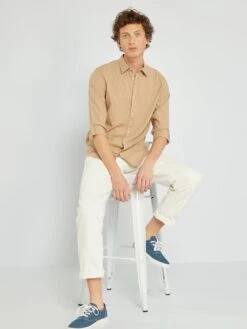 Chemise Regular à Manches Longues -Kiabi chemise regular a manches longues beige zn073 1 frb3