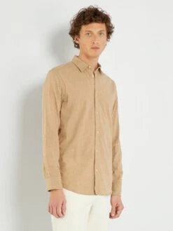 Chemise Regular à Manches Longues -Kiabi chemise regular a manches longues beige zn073 1 frb4