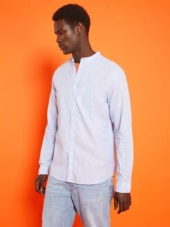 Chemise Regular Avec Lin -Kiabi chemise regular avec lin bleu zq064 1 frb3