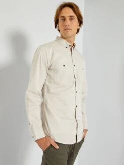 Chemise Regular Twill De Coton -Kiabi chemise regular twill de coton gris beige zq781 1 frb2