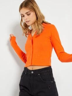 Chemisier En En Aille Côtelée -Kiabi chemisier en en aille cotelee orange aea01 1 frb3