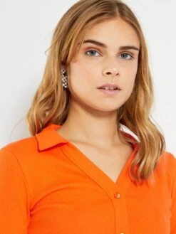 Chemisier En En Aille Côtelée -Kiabi chemisier en en aille cotelee orange aea01 1 frb5 1