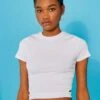 Crop-top Côtelé Uni