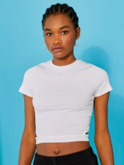 Crop-top Côtelé Uni