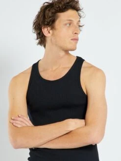 Débardeur Côtelé Uni -Kiabi debardeur cotele uni noir zq445 2 frb3 1