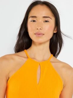 Débardeur En Maille Côtelée Uni -Kiabi debardeur en maille cotelee uni orange arr19 1 frb3