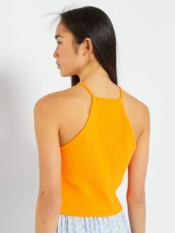 Débardeur En Maille Côtelée Uni -Kiabi debardeur en maille cotelee uni orange arr19 1 frb4