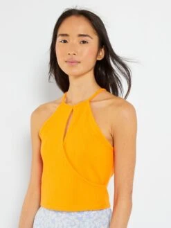 Débardeur En Maille Côtelée Uni -Kiabi debardeur en maille cotelee uni orange arr19 1 frb5 1