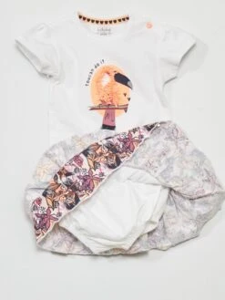 Ensemble T-shirt + Jupe Culotte + Bandeau -Kiabi ensemble t shirt jupe culotte bandeau blanc acs01 1 frb2