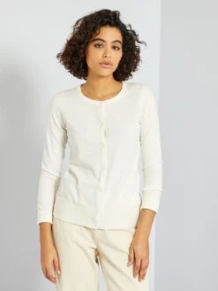 Gilet Boutonné En Maille -Kiabi gilet boutonne en maille blanc casse vk670 58 frb5 1