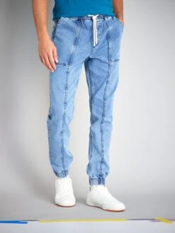 Jean Jogger à Taille élastiquée 10 Jean Jogger à Taille élastiquée -Kiabi jean jogger a taille elastiquee bleu zm910 1 frb3