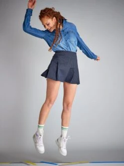 Jupe Courte Rayée -Kiabi jupe courte rayee bleu marine adp26 1 frb3
