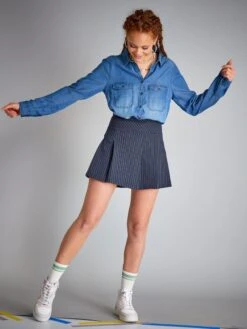 Jupe Courte Rayée -Kiabi jupe courte rayee bleu marine adp26 1 frb6 1