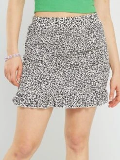 Kiabi -Kiabi jupe courte volantee a motifs blancnoir arr18 1 frb2