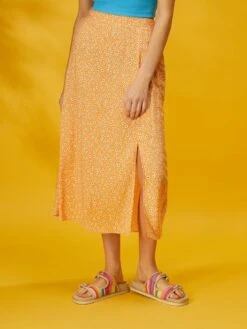 Jupe Longue Avec Imprimé Fleuri -Kiabi jupe longue avec imprime fleuri orange zn634 4 frb4 1