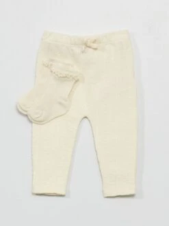 Legging En Maille + Chaussettes - 2 Pièces -Kiabi legging en maille chaussettes 2 pieces ecru zr691 1 frb4