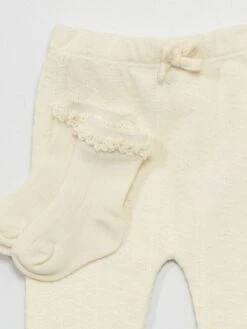 Legging En Maille + Chaussettes - 2 Pièces -Kiabi legging en maille chaussettes 2 pieces ecru zr691 1 frb5