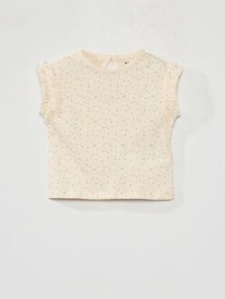 Lot De 2 Tee-shirts Avec Fronces Volantées -Kiabi lot de 2 tee shirts avec fronces volantees violetbeige zs774 4 frb5 1