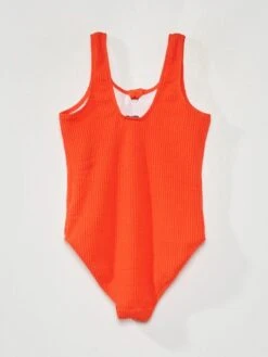 Maillot De Bain Côtelé - 1 Pièce -Kiabi maillot de bain cotele 1 piece rouge zs131 1 frb3 1