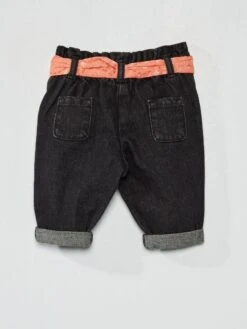 Pantalon Denim Paperbag Avec Ceinture Imprimée -Kiabi pantalon denim paperbag avec ceinture imprimee denim brut zk092 1 frb2 1