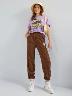 Pantalon Jogging Chiné Avec Inscription -Kiabi pantalon jogging chine avec inscription marron zj391 5 frb3