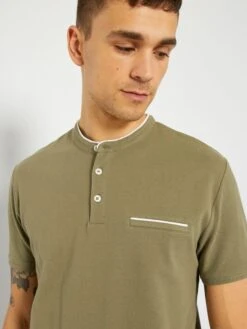 Polo Col Mao En Piqué De Coton -Kiabi polo col mao en pique de coton vert zr270 6 frb4 1