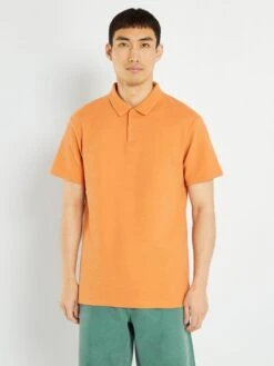 Polo En Maille Gaufrée -Kiabi polo en maille gaufree orange rouille amj96 2 frb3