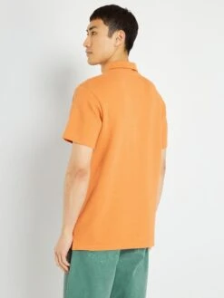 Polo En Maille Gaufrée -Kiabi polo en maille gaufree orange rouille amj96 2 frb4