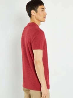 Polo En Nid D'abeille -Kiabi polo en nid dabeille rouge bordeaux zr253 5 frb3