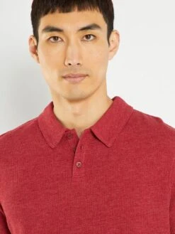 Polo En Nid D'abeille -Kiabi polo en nid dabeille rouge bordeaux zr253 5 frb4 1