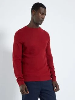Pull Col Rond Nid D'abeille -Kiabi pull col rond nid dabeille rouge bordeaux zj814 3 frb3