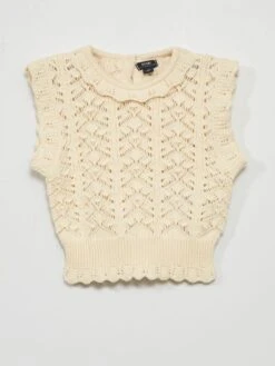 Pull Sans Manches En Maille Ajourée -Kiabi pull sans manches en maille ajouree ecru zq891 1 frb6