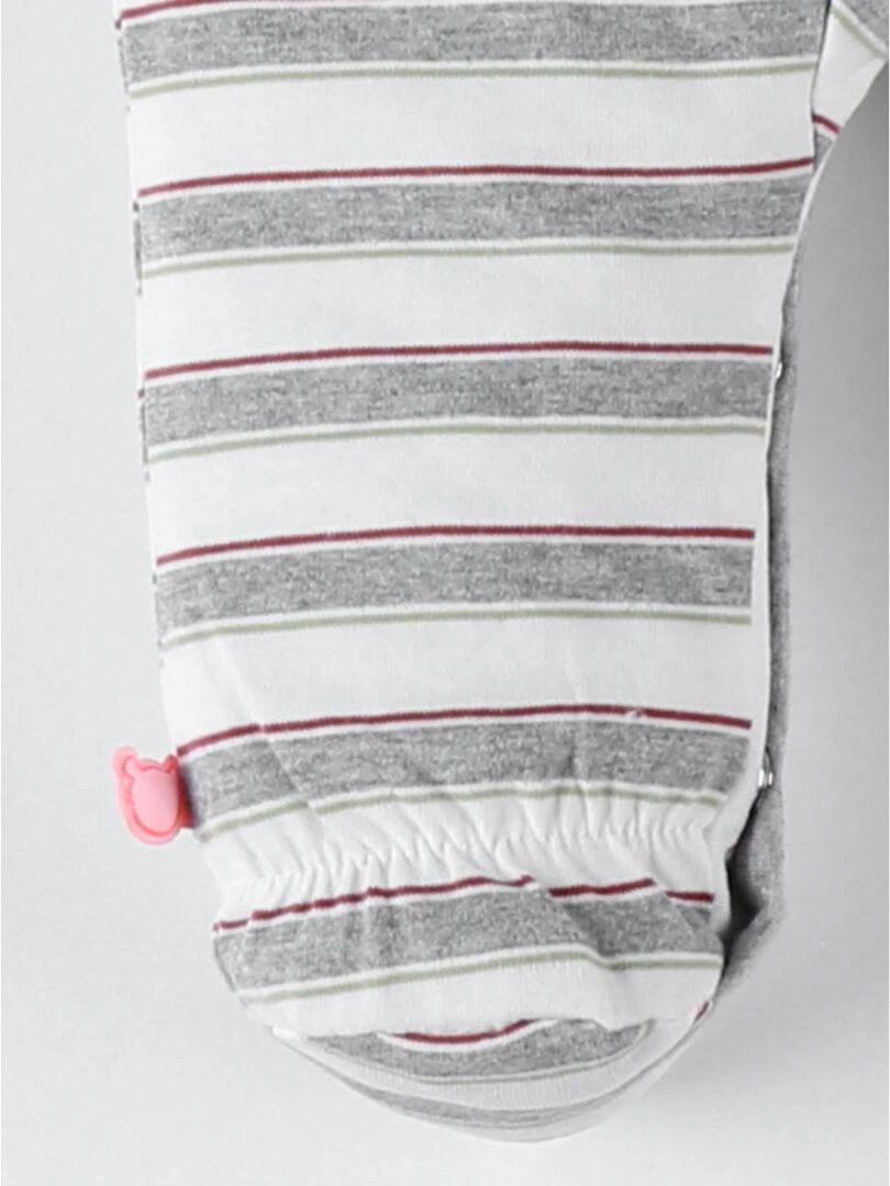 Pyjama 1 Pièce Rayé En Jersey, écru/gris Clair 5 Pyjama 1 Pièce Rayé En Jersey, écru/gris Clair – Image 3