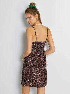 Robe Courte à Motifs -Kiabi robe courte a motifs noirrose fleuri zr774 3 frb4 1