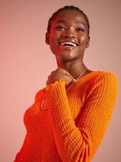 Robe Courte En Maille Gaufrée -Kiabi robe courte en maille gaufree orange adb49 1 frb4 1