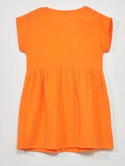 Robe En Gaze De Coton Avec Boutons