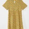 Robe évasée à Motif Fleuri -Kiabi robe evasee a motif fleuri jaune ajd54 2 frb2