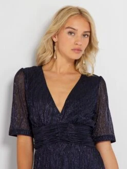 Robe Longue En Maille Plissée -Kiabi robe longue en maille plissee violet aup16 2 frb3 1