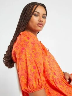 Robe Longue 'fleurie' -Kiabi robe longue fleurie orange zq764 1 frb3