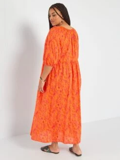 Robe Longue 'fleurie' -Kiabi robe longue fleurie orange zq764 1 frb4